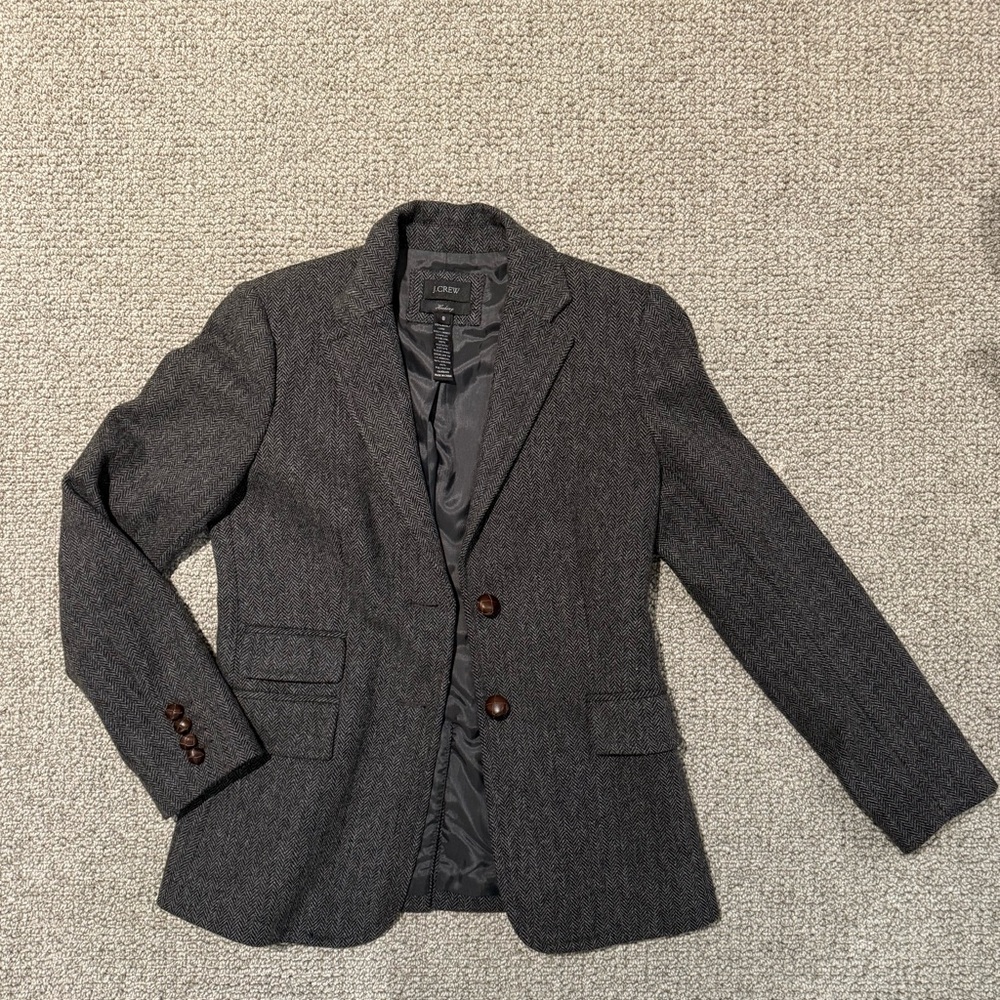 J. Crew Herringbone Blazer in Gray